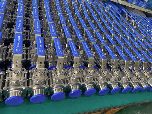 Two Way 3 PC HYGIENIC BALL VALVE Tri Clamp, 304 , FULLY ENCAPSULATED PTFE FILLER High MOUNT